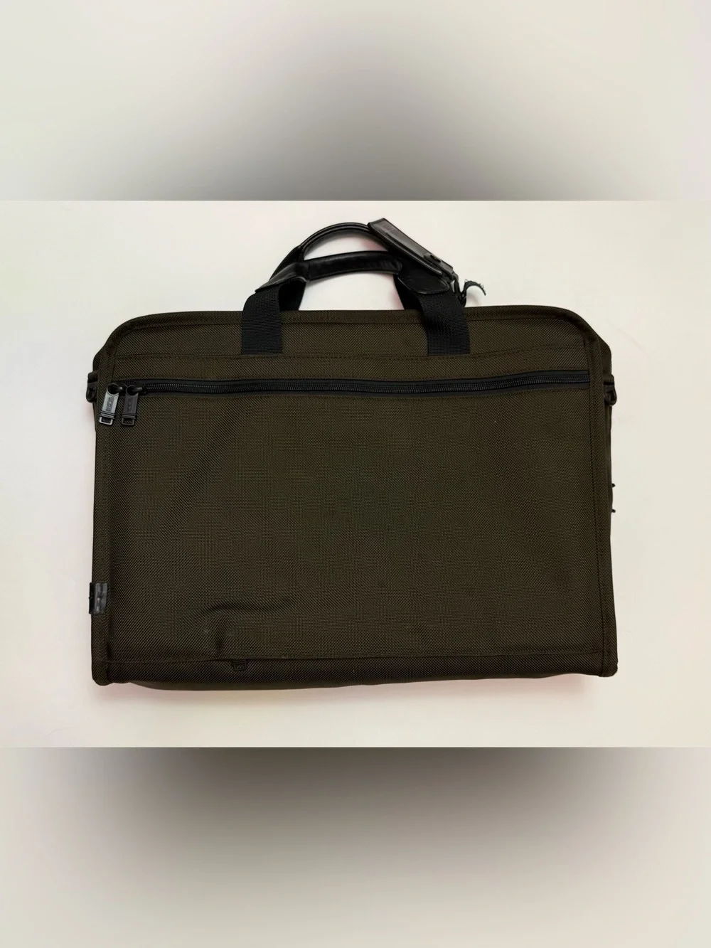 Tumi Men’s Alpha Olive Green Laptop Briefcase with Black Trim